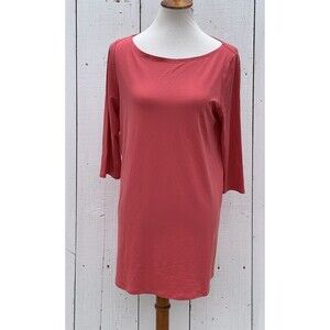 Eileen Fisher 3/4 Sleeve Long Shirt Tunic Pink Size M Lyocell Blend NEW